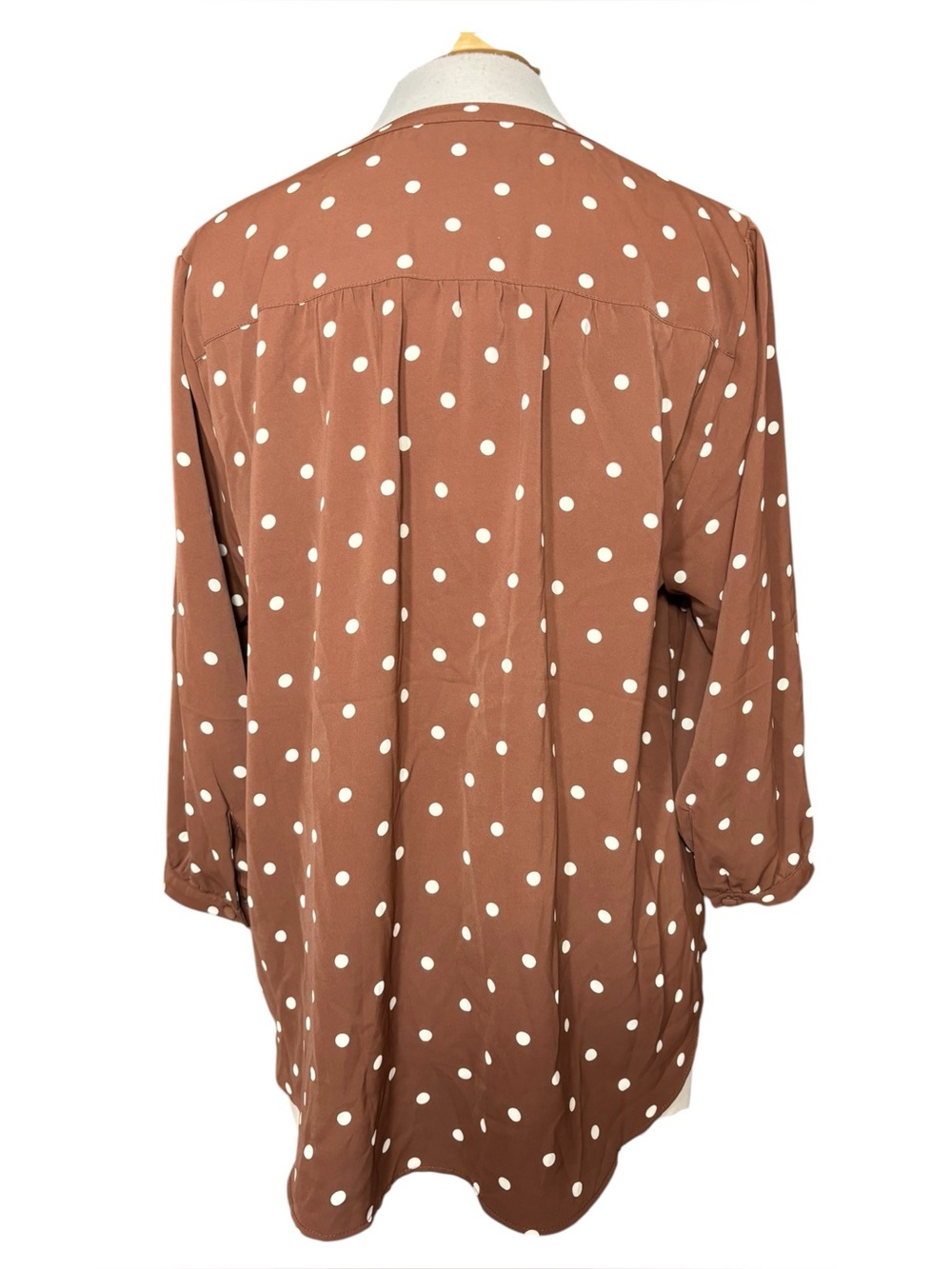 Torrid Harper Brown White Polka Dot Chiffon Georgette Blouse (Size 0 / US 12) - Picture 3 of 4